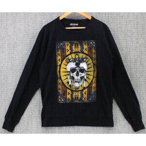 AKUMA Sweatshirt Crewneck Mens XL Black Pullover Indian Skull Face Graphic Art